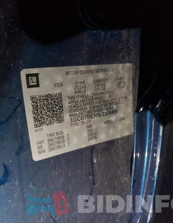 1GCGTBEN5L1104455 Photo# 10