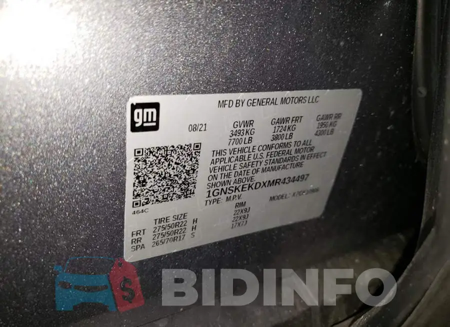 1GNSKEKDXMR434497 Photo# 10