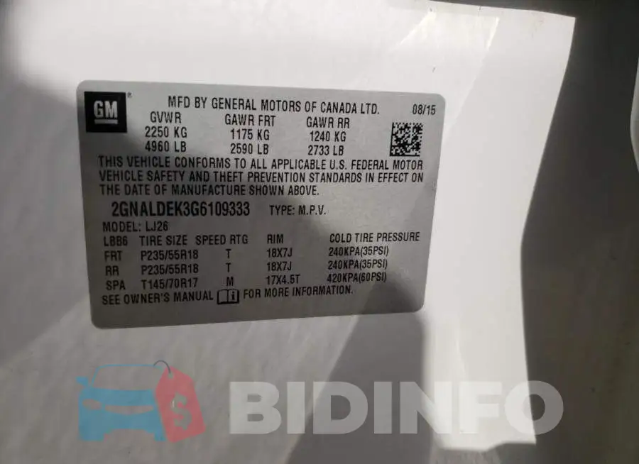 2GNALDEK3G6109333 Photo# 10