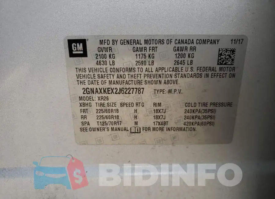 2GNAXKEX2J6227787 Photo# 10