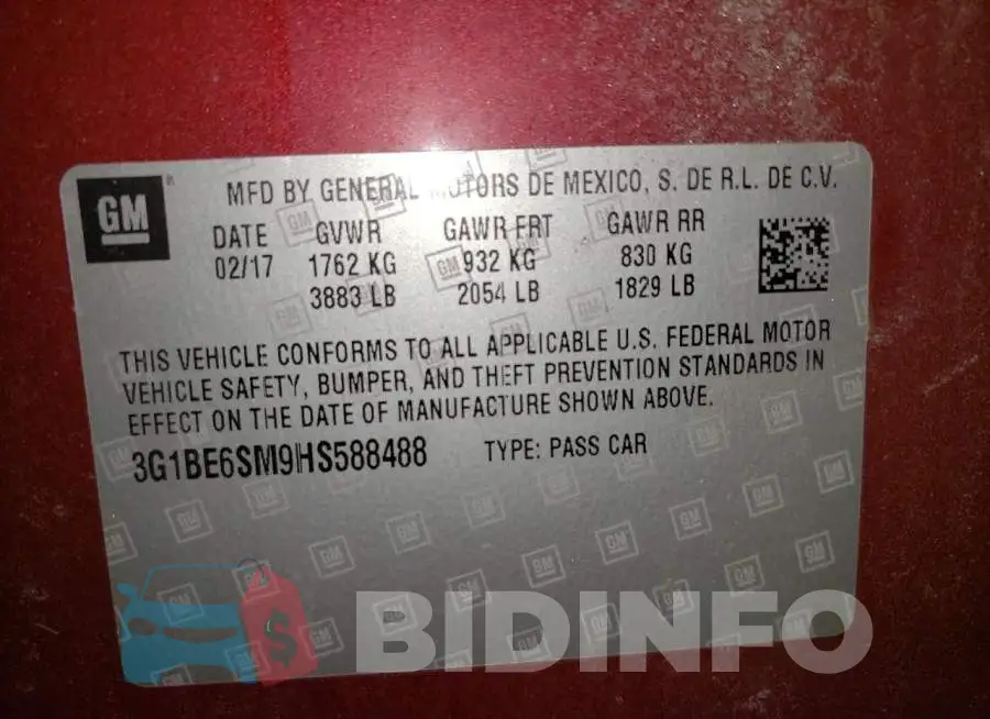 3G1BE6SM9HS588488 Photo# 10