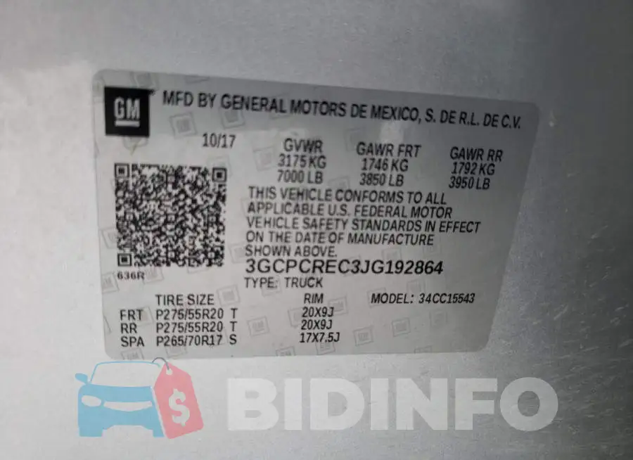 3GCPCREC3JG192864 Photo# 10