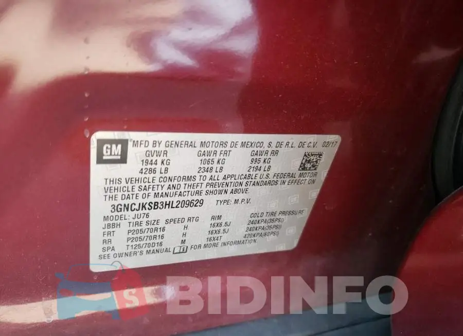3GNCJKSB3HL209629 Photo# 10