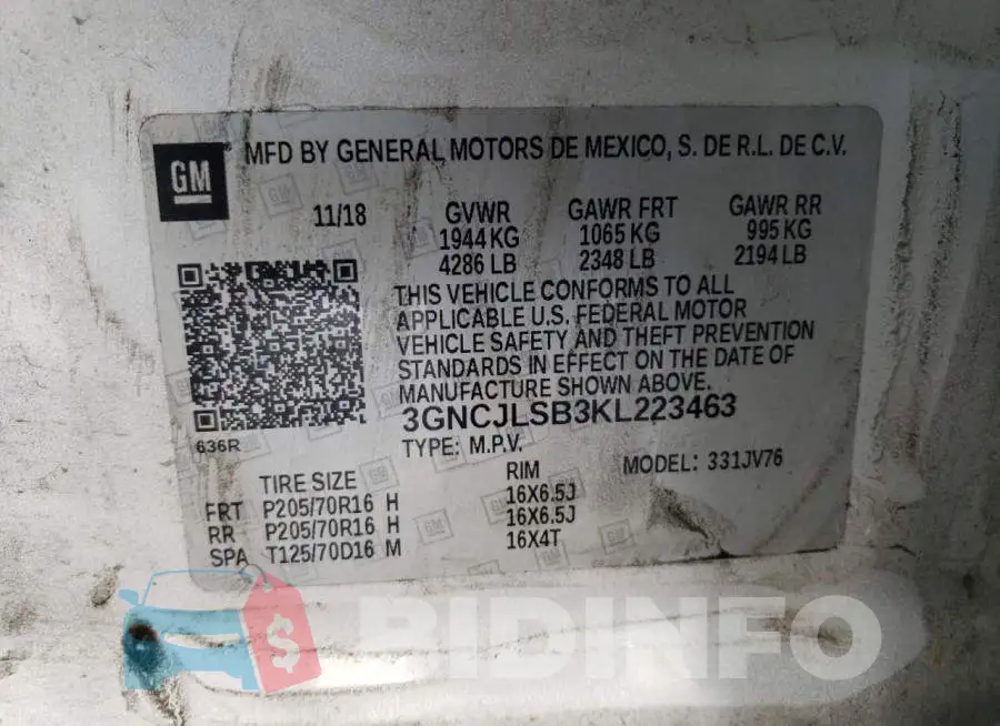 3GNCJLSB3KL223463 Photo# 10