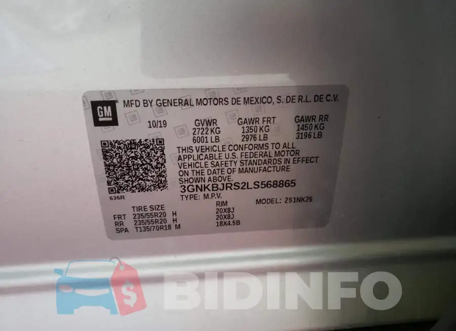 3GNKBJRS2LS568865 Photo# 10