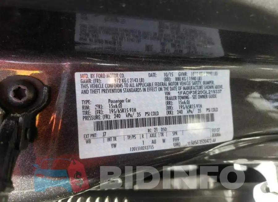 1FADP3E20GL219337 Photo# 10