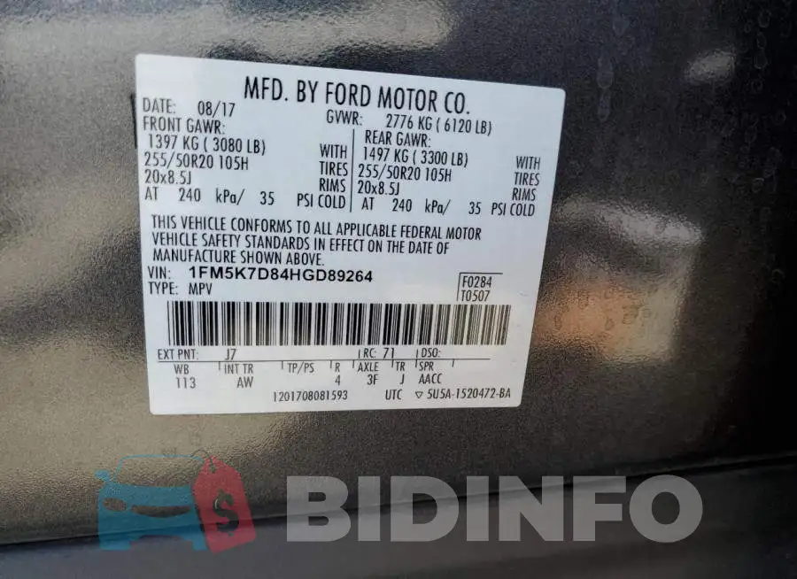 1FM5K7D84HGD89264 Photo# 10