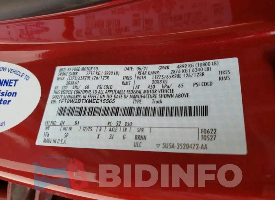 1FT8W2BTXMEE15565 Photo# 10