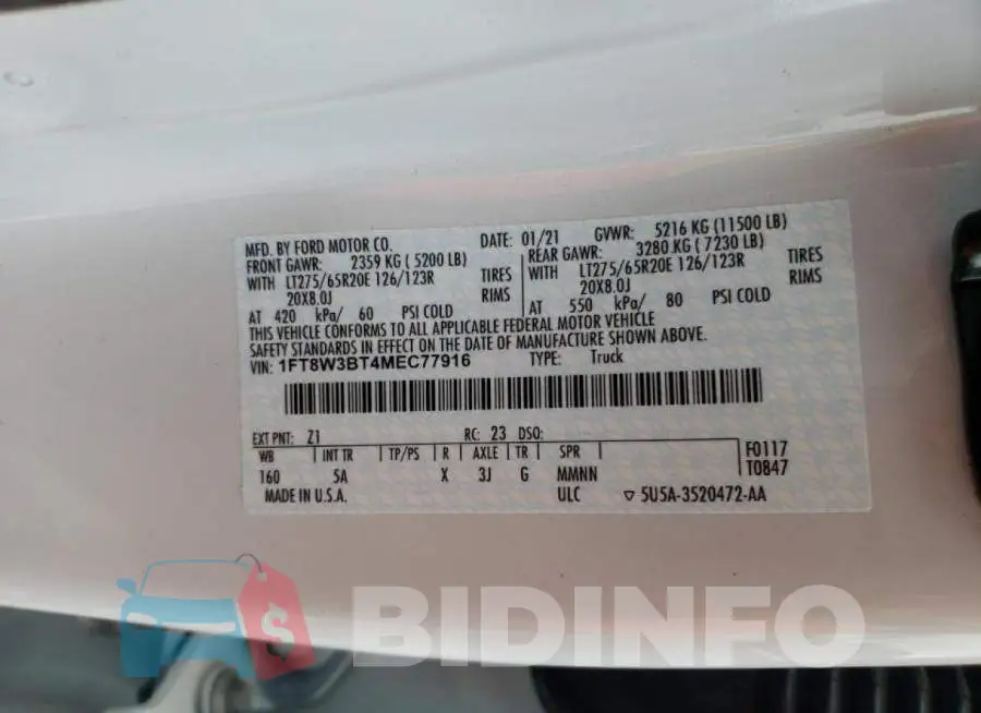 1FT8W3BT4MEC77916 Photo# 10