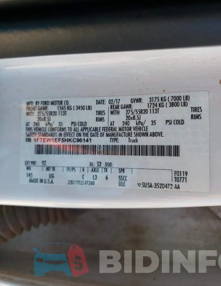 1FTEW1EF5HKC96141 Photo# 10