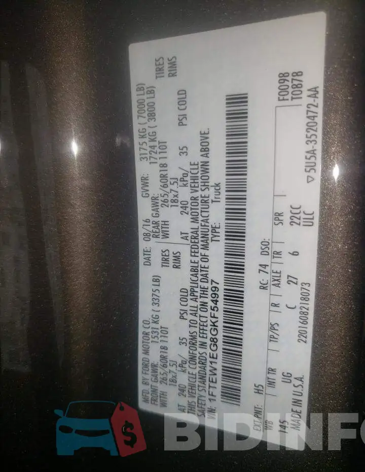 1FTEW1EG8GKF54997 Photo# 10
