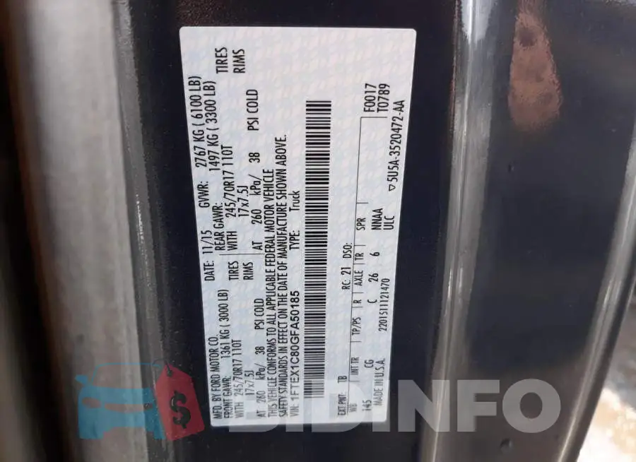 1FTEX1C80GFA50185 Photo# 10