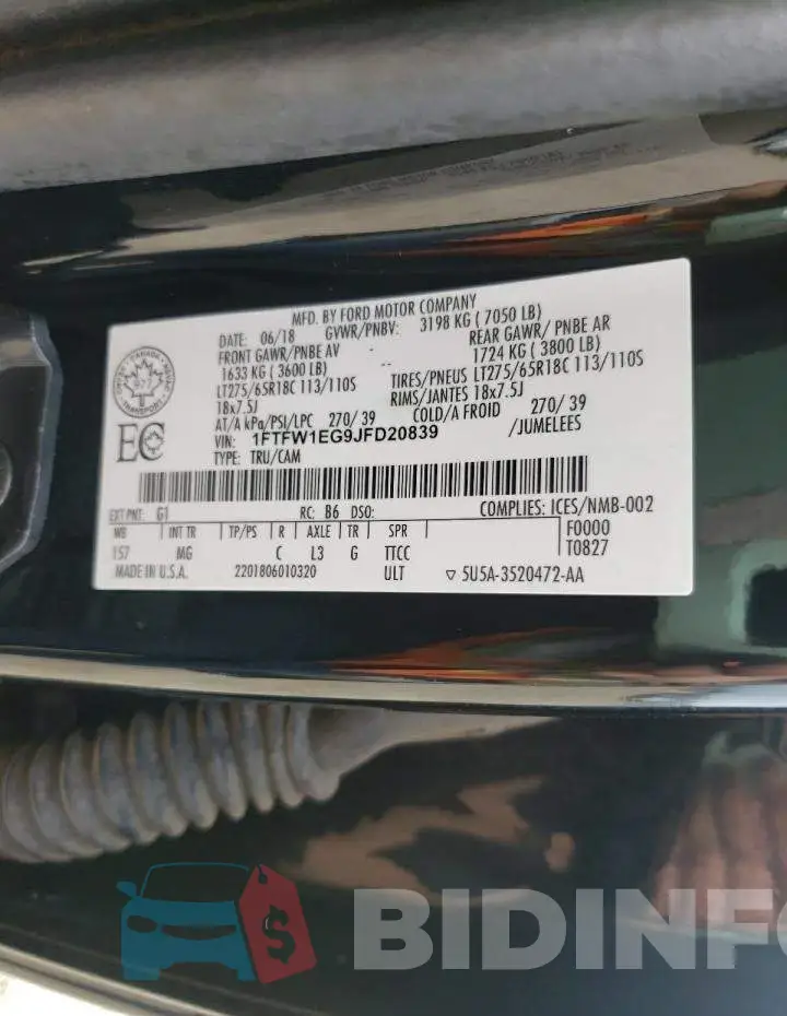 1FTFW1EG9JFD20839 Photo# 10