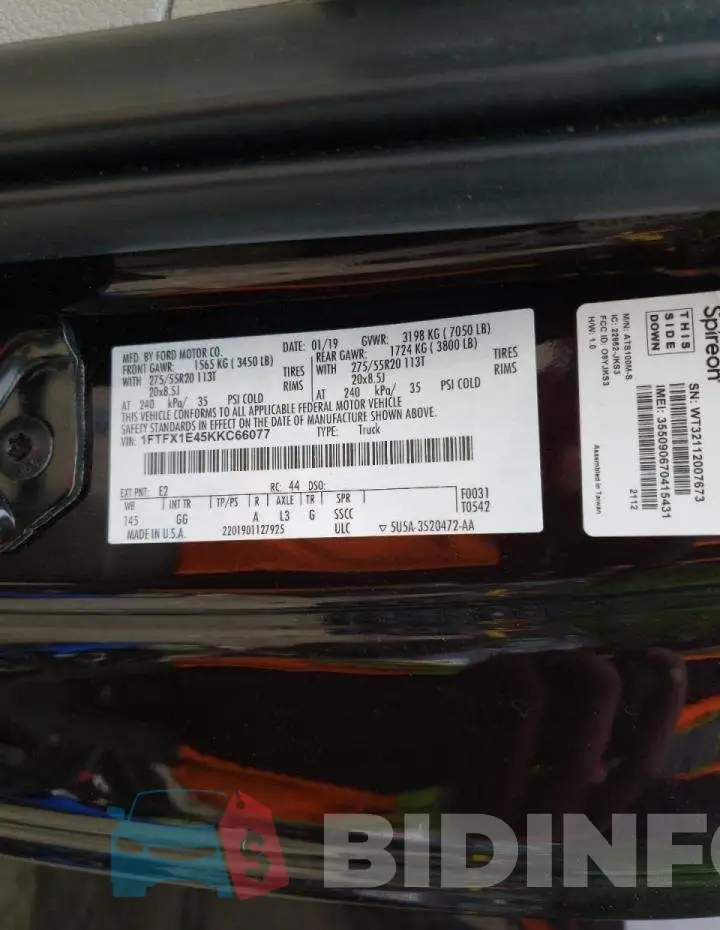 1FTFX1E45KKC66077 Photo# 10