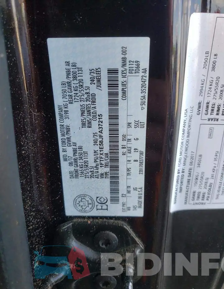 1FTFX1E58JFA37215 Photo# 10