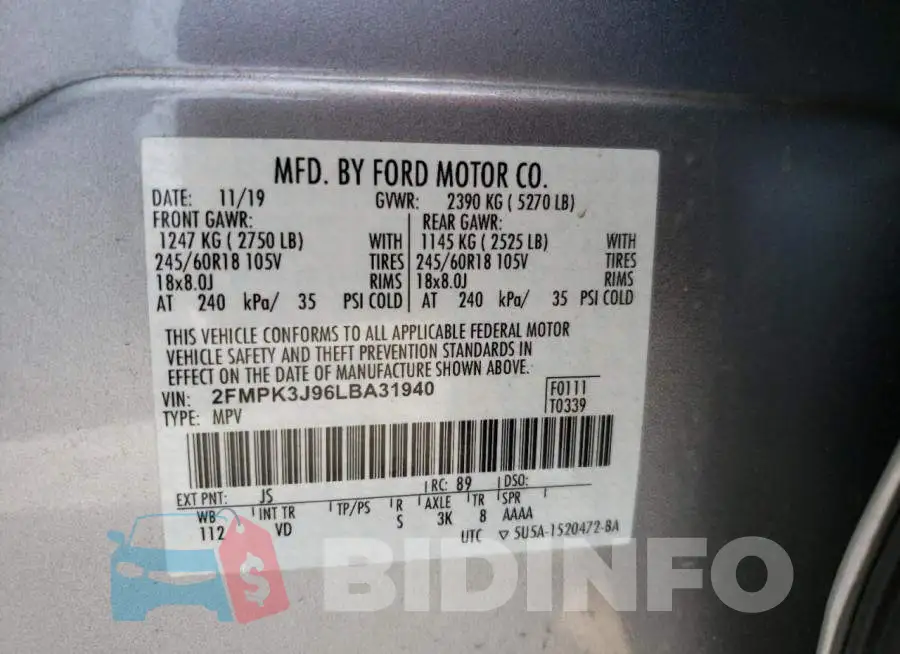2FMPK3J96LBA31940 Photo# 10