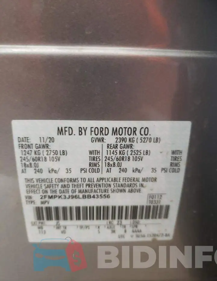2FMPK3J96LBB43556 Photo# 10