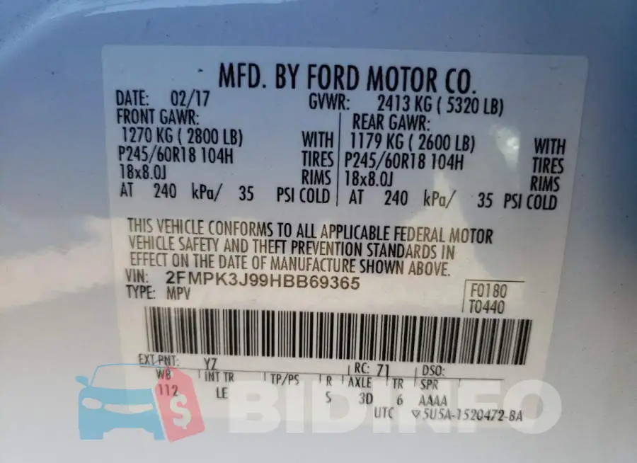 2FMPK3J99HBB69365 Photo# 10