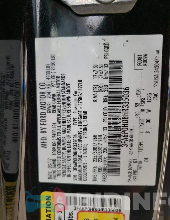3FA6P0HD8HR335036 Photo# 10