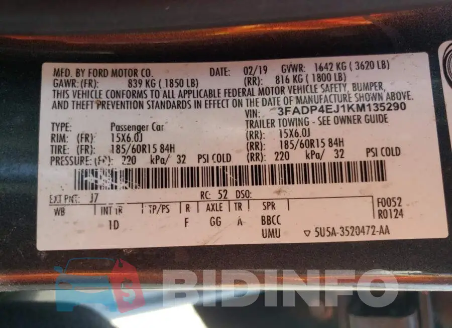 3FADP4EJ1KM135290 Photo# 10