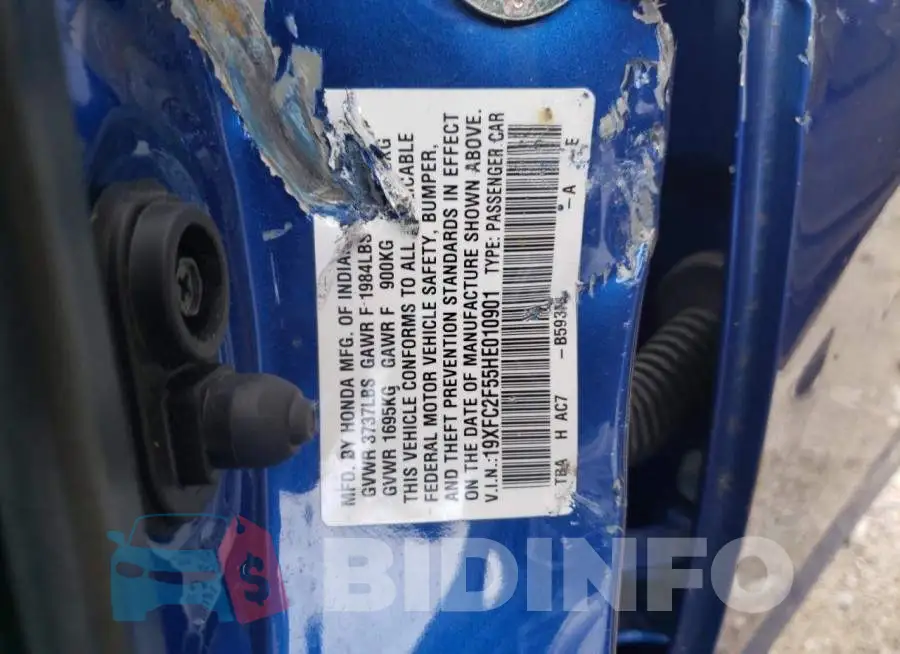 19XFC2F55HE010901 Photo# 10
