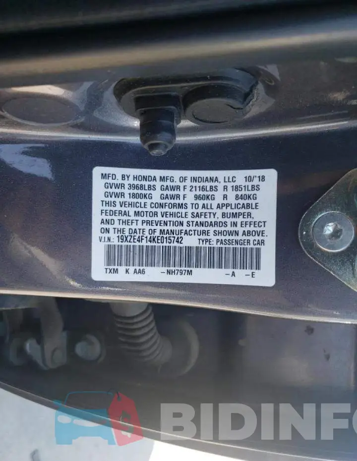 19XZE4F14KE015742 Photo# 10