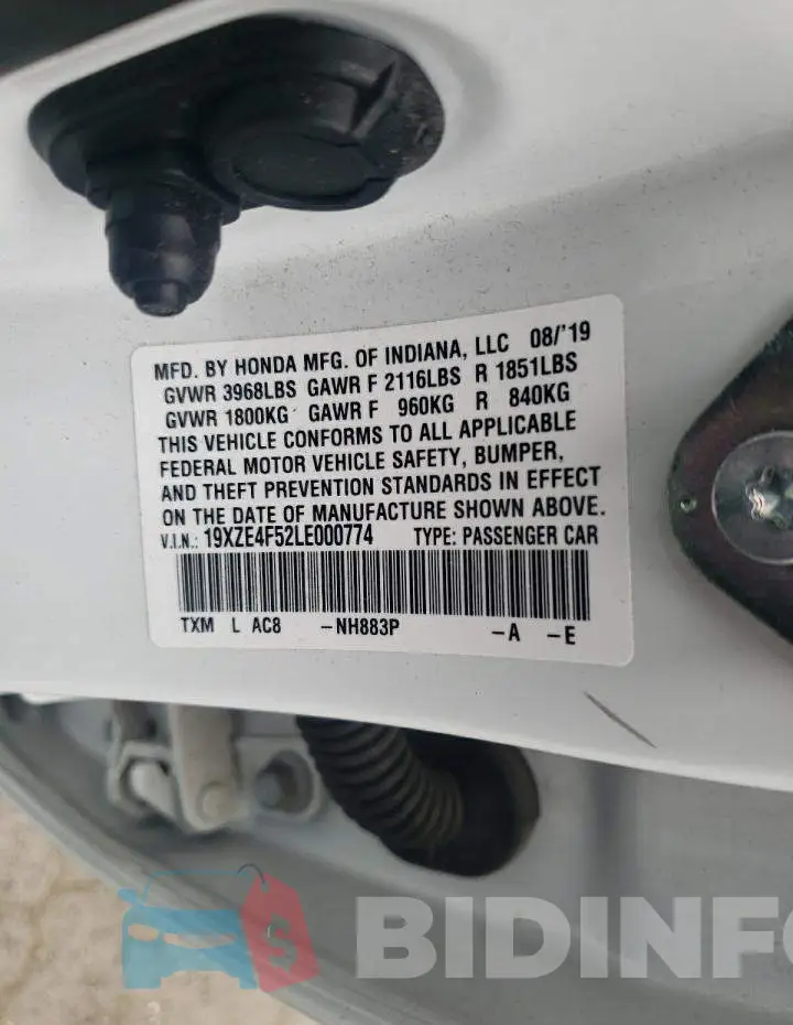 19XZE4F52LE000774 Photo# 10