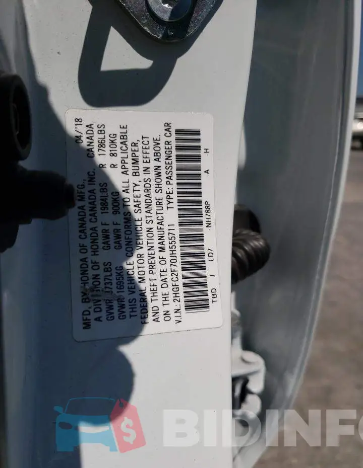 2HGFC2F70JH555711 Photo# 10