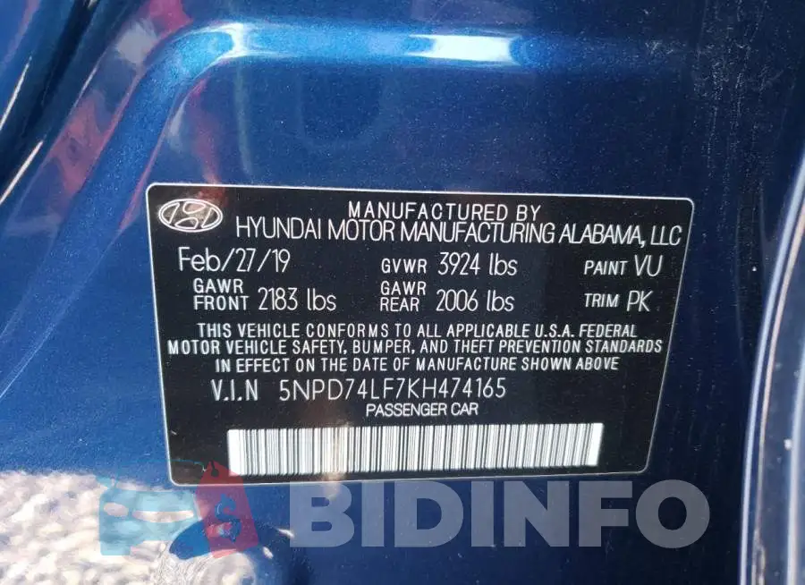 5NPD74LF7KH474165 Photo# 10