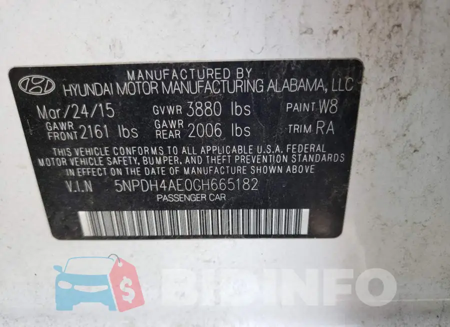 5NPDH4AE0GH665182 Photo# 10