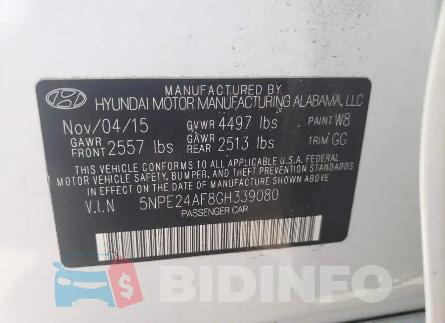5NPE24AF8GH339080 Photo# 10