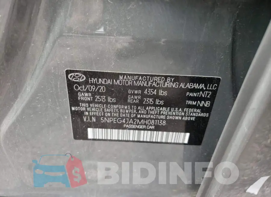 5NPEG4JA2MH081138 Photo# 10