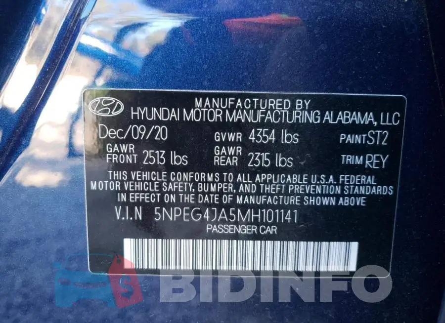 5NPEG4JA5MH101141 Photo# 10