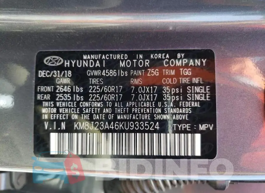 KM8J23A46KU933524 Photo# 10