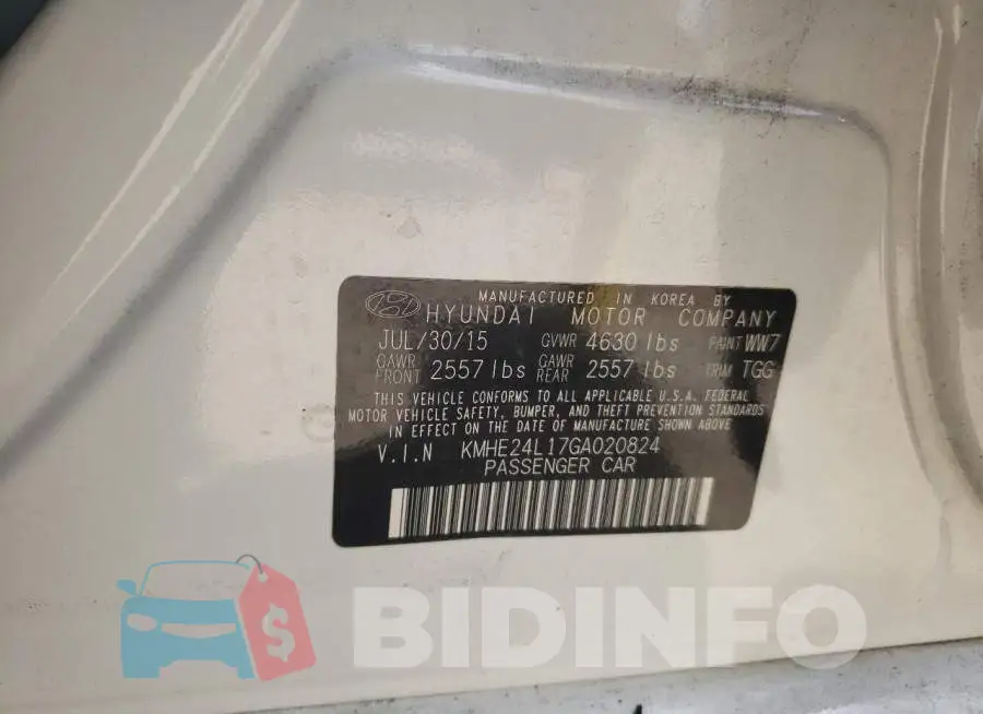 KMHE24L17GA020824 Photo# 10