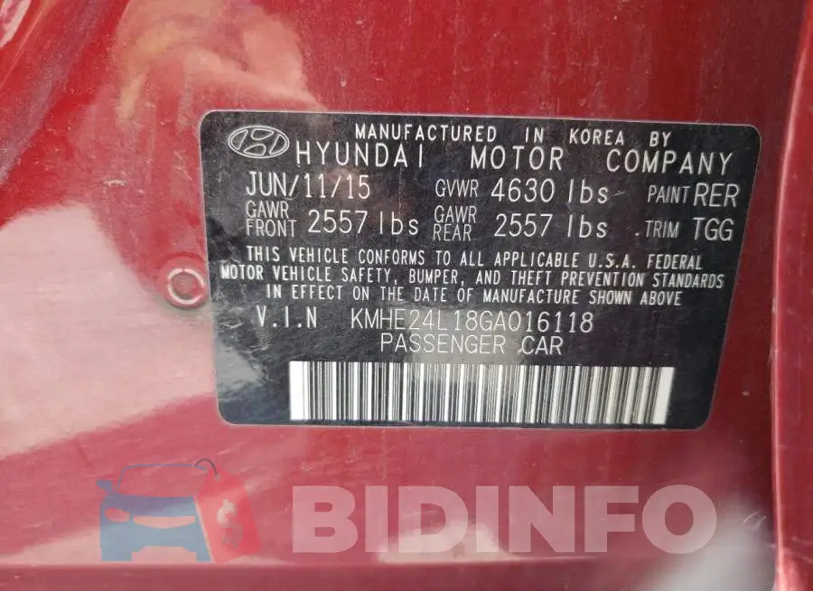 KMHE24L18GA016118 Photo# 10