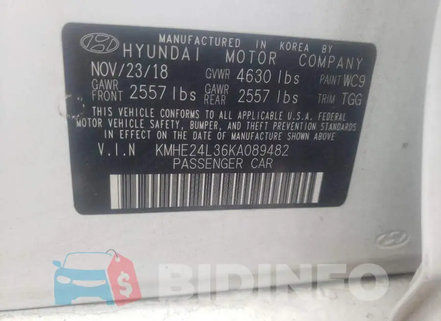 KMHE24L36KA089482 Photo# 10