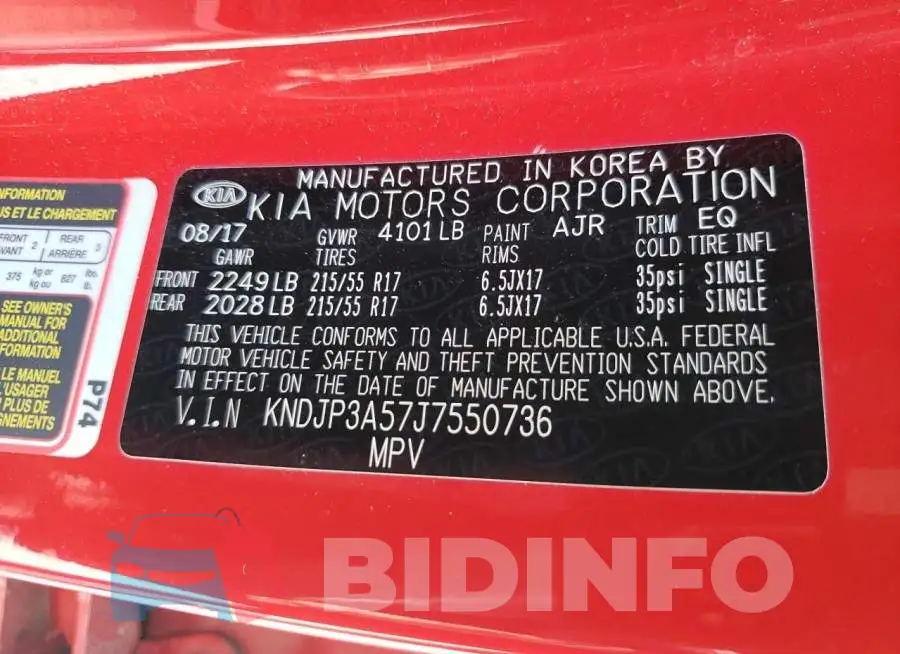 KNDJP3A57J7550736 Photo# 10