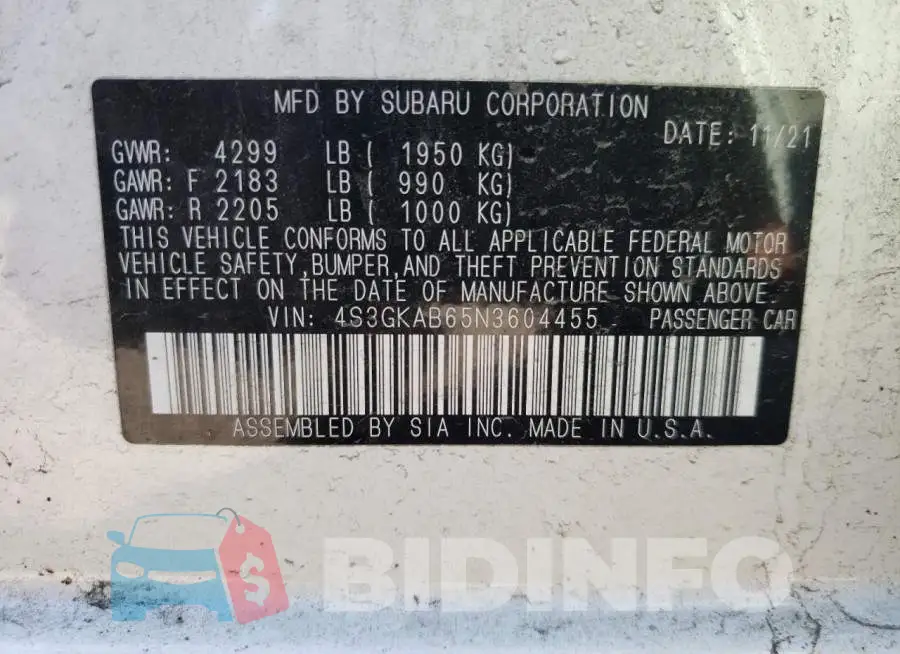 4S3GKAB65N3604455 Photo# 10