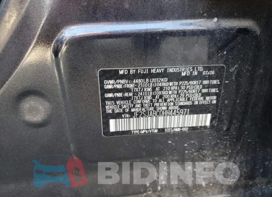 JF2SJABC0HH445971 Photo# 10
