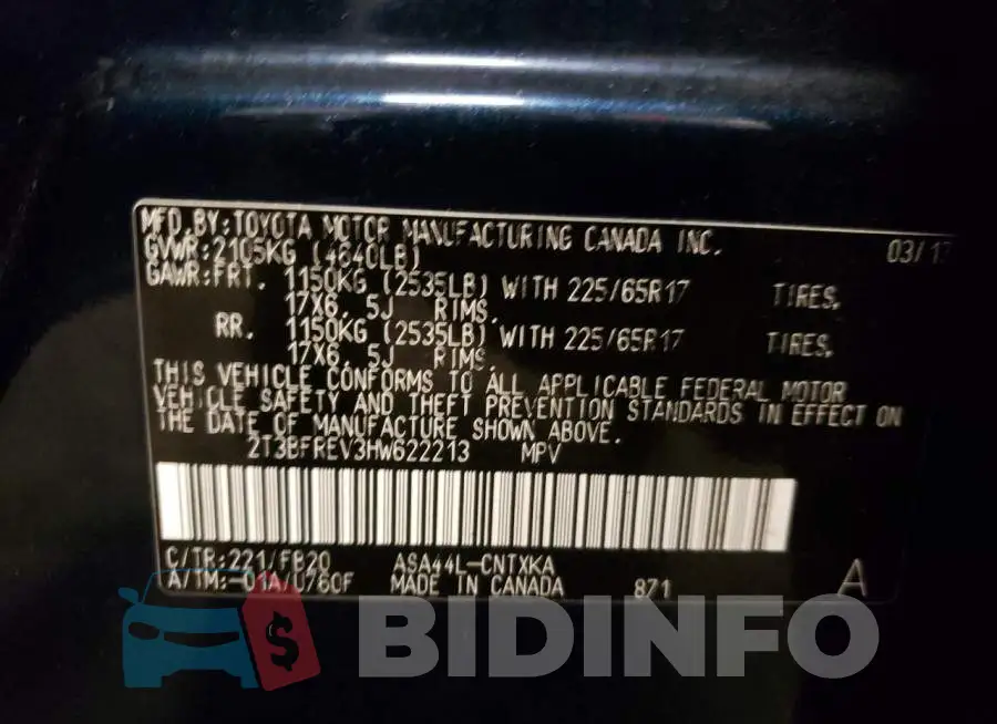 2T3BFREV3HW622213 Photo# 10
