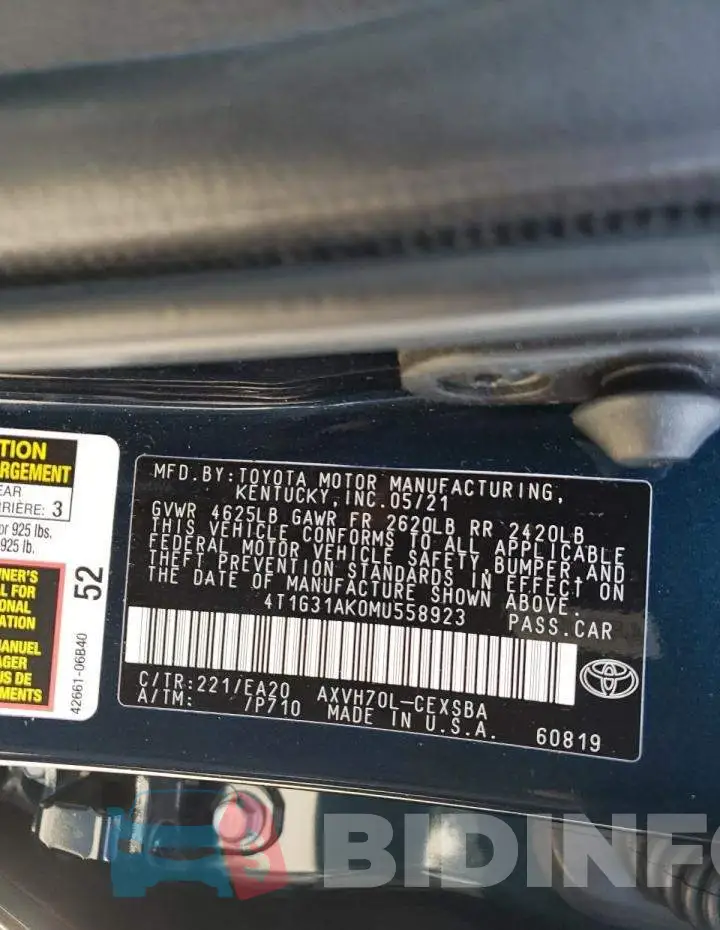 4T1G31AK0MU558923 Photo# 10