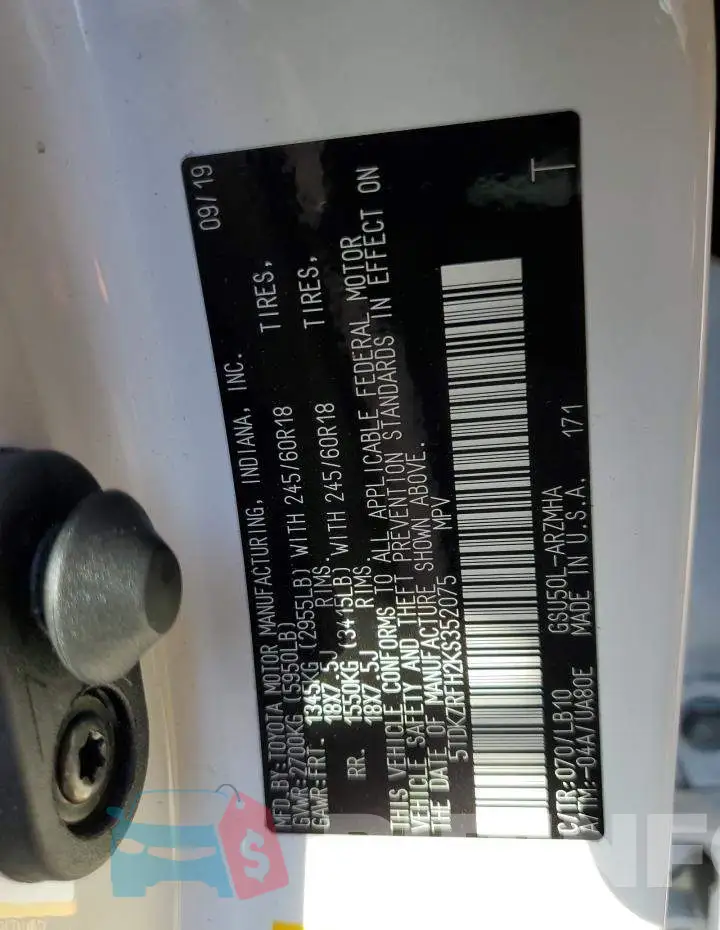 5TDKZRFH2KS352075 Photo# 10