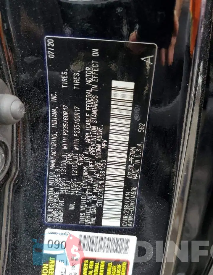 5TDZZ3DC1LS081353 Photo# 10