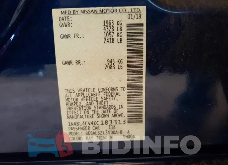 1N4BL4CV4KC183313 Photo# 10