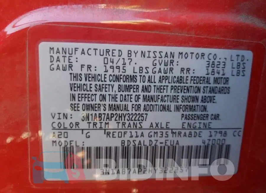 3N1AB7AP2HY322257 Photo# 10