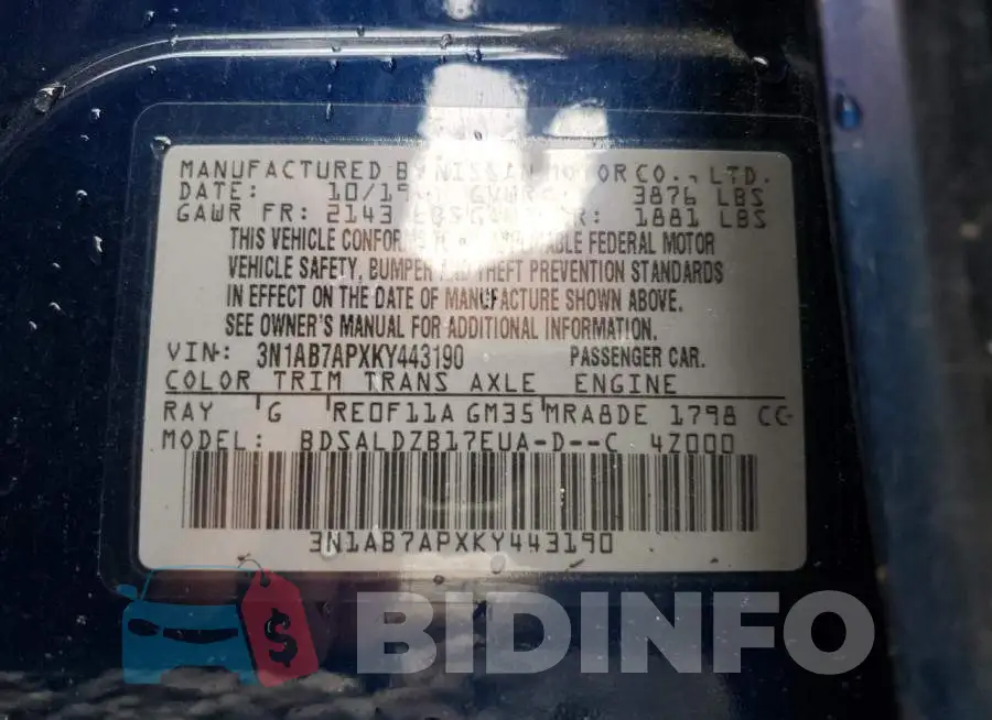 3N1AB7APXKY443190 Photo# 10