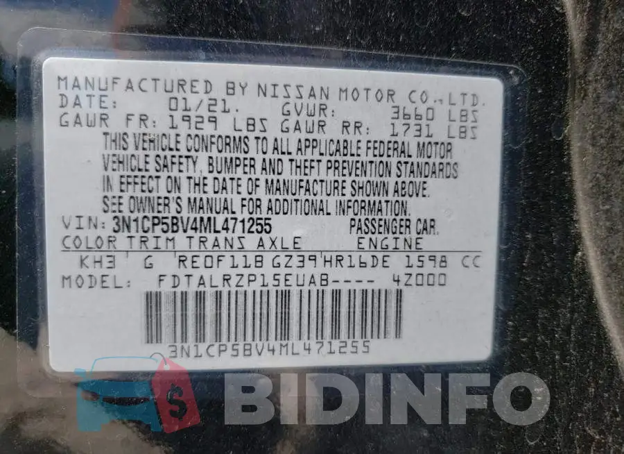3N1CP5BV4ML471255 Photo# 10