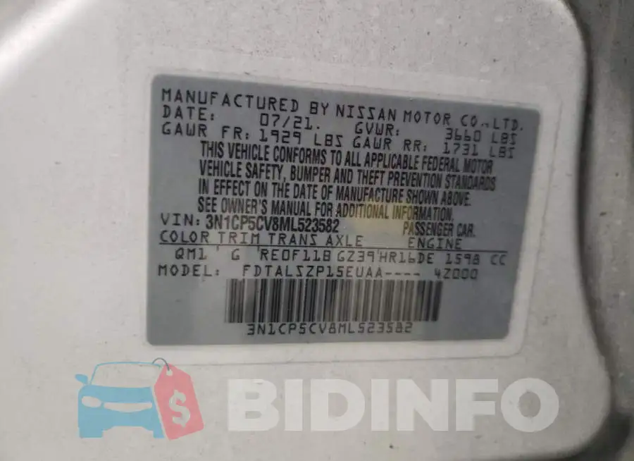 3N1CP5CV8ML523582 Photo# 10