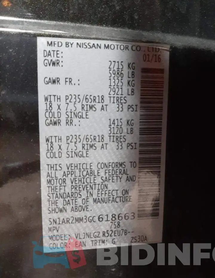 5N1AR2MM3GC618663 Photo# 10